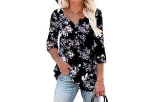 CHICZONE Women V Neck Tops Casual Tunic Tops Buttons Up Shirts Blouse for Leggings