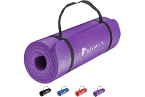 ROMIX Yoga Mat Thick 10 MM Foam Exercise Mat, 180x60x1cm Non Slip Gym Mats With Carry Bag and Strap, Yoga Mats for Women Men Pilates Mat Gymnastics Meditation Home Outdoor