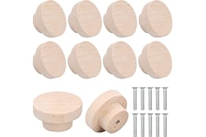 EMPEROCH Drewniany uchwyt do szuflad, 10 sztuk, drewniane uchwyty do szafek, okrągłe drewniane gałki do mebli, gałki do szafy, komody, szuflady, salonu