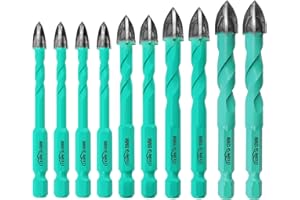 LEKOMESH Meche Carrelage Foret Carbure - 10 pièces 6 * 4/8 * 2/10 * 2/12 * 2mm Foret Carrelage, Meche Verre pour Bois Plastique Maçonnerie Céramique Béton Marbre, Changement Rapide de Tige Hexagonale