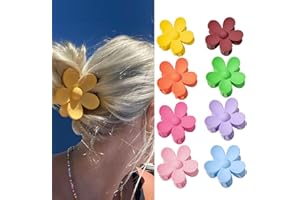 KIANOOL Mollette Grande, 8 Pezzi Fiore Pinze Per Capelli Lunghi Antiscivolo Plastica Resistenti, Mollettoni Donna,