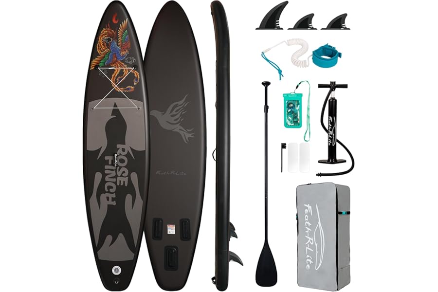 FEATH-R-LITE Inflatable Ultra-Light Stand Up Paddle Board for All Skill Levels Included with SUP, Adj Paddle, Pump, Backpack, Leash