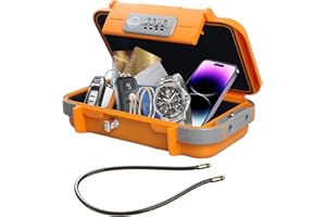 SISAV Portable Safe Box,Combination Safe with Removable Cable,Set Your Own Combination,for Travel,Family and Outdoor Camping Activities Orange