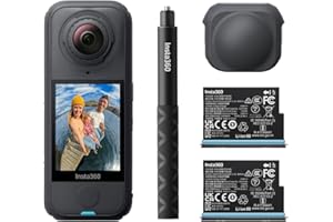 Insta360 X4 Air Pack démarrage Noir Graphite - Caméra 360 8K légère de 165g, Perche à Selfie Invisible, objectifs remplaçables, filmez d'abord et cadrez Plus Tard, Pare-Vent intégré