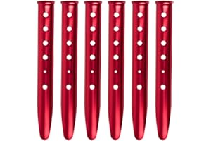 TRIWONDER 6 Pack Tent Pegs Metal Heavy Duty 12 Inch (31cm) Sand Pegs Snow Tent Stakes Aluminum U-Shaped Ground Nails for Camping Picnic Beach (Red)