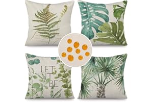 ‎CIRZONE Cirzone Kissenbezug 45x45 4er Set Outdoor Kissen Wetterfest Leinen, Boho Deko für Deko Wohnzimmer, Garten, Balkon