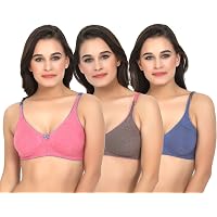 Imsa Moda Women's Cotton Non-Padded Non-Wired Regular Bra (Pack of 3)