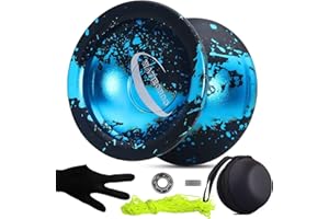 WATIEOBOO Nicht reagierendes Yoyo Professional, für Erwachsene, fortgeschrittene Spieler, Metall-Yoyo für Kinder, Anfänger mit reaktionsfähigem Lager + Yo-Yo-Aufbewahrungstasche + Handschuh