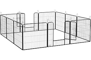 PawHut Recinto per Cani di Piccola Taglia a 12 Pannelli Modulabili da 80x1.5x80 cm, Box per Cani e Cuccioli Pieghevole con Porta in Acciaio con 12 Picchetti, Grigio