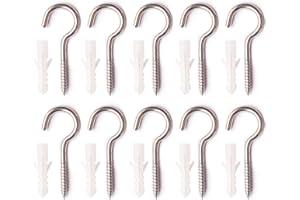 SDKZBFC 10 sztuk haków śrubowych, 304 wkręty samogwintujące ze stali nierdzewnej Otwarte oczy hak wkręcany metalowy hak sufitowy hak na kubek