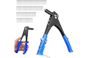 METALNUTS Nietenzange Set mit HSS-Bohrer und 100pcs Blindnieten in 4 Größen (2,4/3,2/4,0/4,8mm), Nietwerkzeug Set für Möbel, Auto, Boot, DIY Projekte - Inklusive Popnietenzange