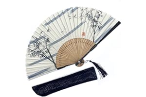 Eastern Wind Ventaglio pieghevole a mano giapponese cinese, ventagli fatto a mano in bambù compreso un copriventola