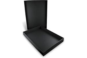 Honsell 81331 - Scatola portaoggetti con coperchio per formati DIN A4, dimensioni interne circa 32,5 x 23,0 x 3,5 cm, scatola in cartone nero con superficie satinata