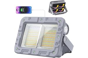 OHAYORI Faro LED Ricaricabile 80W, Proiettore LED Portatile con Power Bank, Batteria da 10000mAh,Lampada da Campeggio Solare con Porta USB/Magnetico/5 Modalità,Ideale per Pesca,Cantiere, Garage,Emergenza