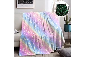 ‎HSGLGNA Kuscheldecke Kinder,Einhorn Decke Kuscheldecke Leuchtet im Dunkeln, Einhorn Geschenke für mädchen Super Weiche und Warme Decke (Einhorn-01, 150x200 cm)
