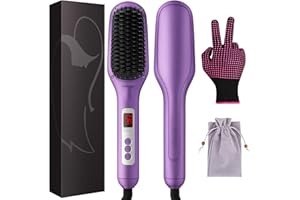ELEHOT-STORE Cepillo Alisador Pelo con Pantalla LCD Cepillo Pelo Antitirones Cepillo Secador de Pelo a Temperatura 80-230 °C Guante Incluida