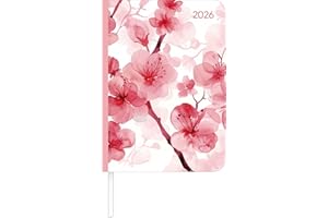 Alpha Edition - Lady Journal Blossoms 2026 - Agenda tascabile A6 (11 × 15 cm) con panoramica mensile e area note, elegante agenda per lavoro, scuola e uso quotidiano