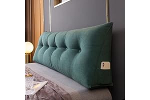 MONDEX Rückenkissen Bett, Lang Keilkissen Hohen Rückenkissen Kissen Bettkissen Rückenlehne Nackenstützkissen Rückenstützkissen Lordosenstütze Lesekissen für Bett und Sofa,Dark Green,120 * 50 * 20cm