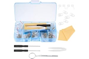 DIUJHUUY Eyeglass Sunglass Glasses Repair Tool Kit,500 Pcs Spectacles Repair Screws Set with Mini Screwdriver, Screws Nuts, Silicone Nose Pads, Tweezer, Screwdriver set