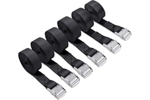 JYSDCXC Pas mocujący 1 m - 6 krótkich pasów mocujących z zapięciem zaciskowym, zgodne z normą DIN EN 12195-2, do bagażników motocyklowych i rowerowych - bardzo wytrzymałe