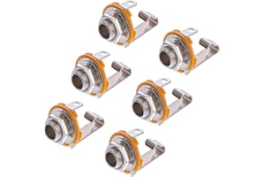 FDCLIXUVOL 6 Stück Buchse Gitarreneingangsbuchse 6.35mm Gitarrenbuchse Stereo Mono Klinkenbuchse für Instrument Bass Gitarre zweikanalig Stereo