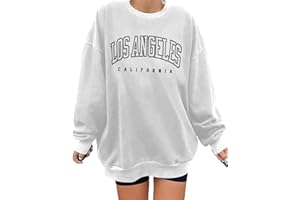 iudam Sweatshirt Damen Pullover Übergroßes Langarm Los Angeles Y2K Vintage Oversized Herbst Winter Casual Bluse Tops Oberteile