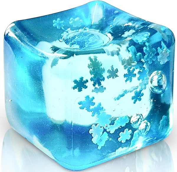 Ice Cube Squishy Stress Ball, Slow-Rising Silicone Fidget Toy with Snowflake Design, Blue, 5cm, Anxiety Relief, Ice Cube Stress Ball