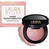 LAURA GELLER Baked Blush-n-Brighten Marble Powder Blush - Creamy Lightweight Marble Powder Blush - Satin Finish Compact Powde
