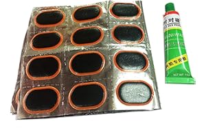 POMRONE Rustine Vélo avec La Colle, Rustine Pneu Vélo Kit, Pneu en Caoutchouc Patch Kit pour Réparation de Pneus de Vélo