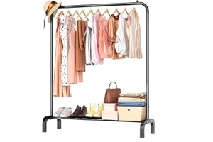 Frurark Clothes Rail Single Pole Garment Rack Multifunctional Clothes Racks with Shelves for Hanging Clothes,Suitable for Home Bedroom