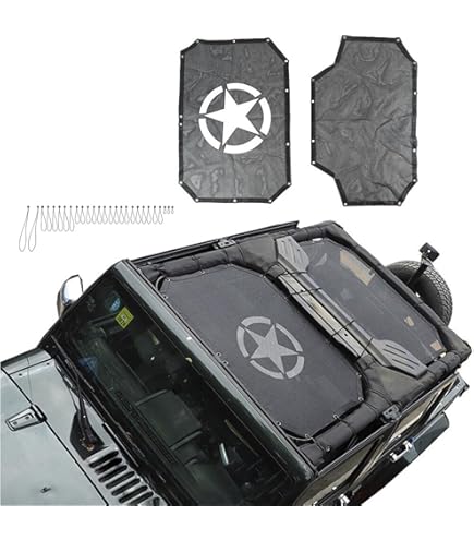 TDHLW Mesh Sunshade Bikini Top UV Protection Sunshade Cover Avant & Arrière Sunshade Cover For Jeep Wrangler TJ 1997-2006,Pentagram