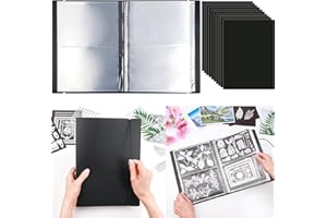 CYFUN DESIGN 10 Stück 0,3 mm dicke Magnetblätter & 80 Taschen/20 Seiten Aufbewahrungsalbum für Stempel und Stanzformen, Aufbewahrungsbuch, Organizer für Aufbewahrung, Stanzen, DIY, Scrapbooking, Kartenherstellung,