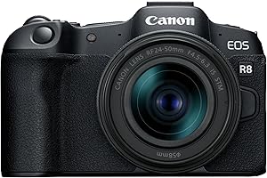 Canon EOS R8 + RF 24-50mm - Mirrorless Digital Camera - 24.2 MP Full-Frame CMOS Sensor - Dual Pixel CMOS AF II - UVC/UAC Compatible