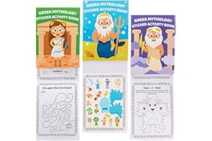 Baker Ross FX613 Livres d'activités avec autocollants sur la mythologie grecque - Lot de 8, livres d'autocollants pour remplir les sacs de fête pour les enfants