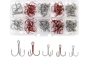 Croch - Set di 130 ami da pesca in acciaio al carbonio