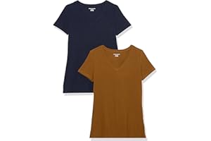Amazon Essentials Koszulka Kobiety Classic-fit Short-sleeve V-neck T-shirt (2 w zestawie)