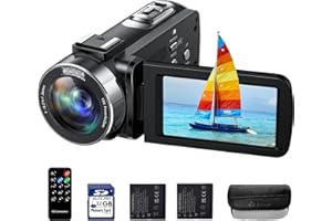 HOTPEAK 4K Video Camera Recorder Camera, Handheld Camcorder Vlog Camera for YouTube 18X Digital Zoom 3” 270° Rotation Screen, Vlogging Camera with 32G SD Card, Remote, 2 Batteries, DV Bag