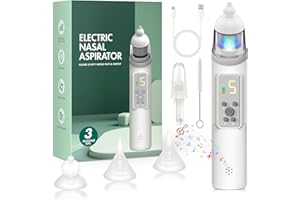 HotHands Nasal Aspirator, Wiederaufladbarer Elektrischer Nasensauger, 5 Stufen der Saugkraft Einstellbar, mit 3 Weichen Silikonspitzen, Integrierter Musik- und Beruhigendem Licht