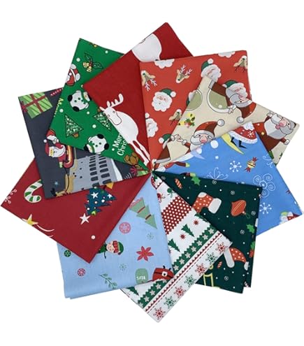 GGISUI 6 Pièces Tissu Noel Coton 50 X 50 Cm Serviette De Table Noel Tissu, Tissu De Noel Patchwork, Tissu De Thème De Noël, Pour DIY Fait à La Main Quilting Couture