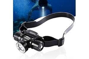 APLOS HP900 Diving Swimming Headlamp - 3000 Lumens Diving LED Head Torch, 5 Modes IP68 Waterproof Diving Head Torch Super Bright for Swimming Diving, Black (H900)