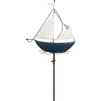 Menovus Garten-Deko 'Segelboot' Aus Metall – Edelrost-Optik, 23x23 Cm, Gartenstecker Für Beet, Teich Oder Balkon