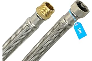 Zulaufschlauch Verlängerung mit Edelstahlumflechtung 3/4" AG x 3/4" IG - Waschmaschinenschlauch Spülmaschinenschlauch Flexschlauch Panzerschlauch Schlauch (1m lang)