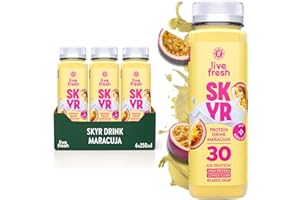 ‎LIVEFRESH LiveFresh Skyr Drink – Maracuja – 30g Protein + Kollagen – Kalorienarm – Ohne Zuckerzusatz – Protein Shake Alternative – 6x250ml