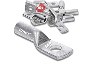 Kalitec DR6-8 - Terminales de cable de presión (10 unidades, 6 mm², M8, conforme a DIN 46235, fabricado en Alemania)