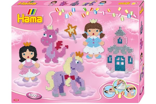 HAMA - Boite "Fantasie Fun" - 4000 perles et 2 plaques - Perles à repasser Taille Midi - Loisirs créatifs
