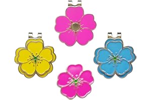 Eshan Marcador de pelota de golf y clip magnético para sombrero de golf, juego de clips de trébol de flores, marcadores de bolsa de golf, accesorios de regalo para mujeres