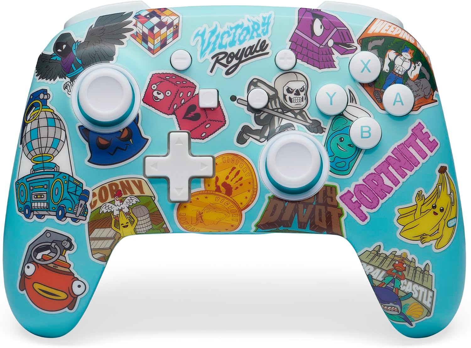 PowerA Enhanced Wireless Controller for Nintendo Switch, Switch Lite & OLED Model, Rechargeable Bluetooth Gamepad with up to 30 Hours of Play Time, Official: Fortnite Sticker Mania