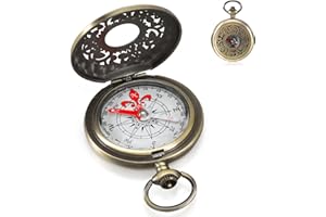 YUFFQOPC Compasses,Hiking Compass,Retro Hollow Pattern Compass with Luminous Light，Shockproof Waterproof Brass Hollow Camping Survival Tools for Navigation Outdoor