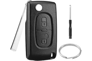 JJCHQ 2 Botones Carcasa para Llave CE0536 Compatible con Peugeot 207 307 308 SW 3008 5008 Partner e Citroen C3 Picass C2 C4 C5 C6 C8 Mando a Distancia Repuesto Carcasa Funda Llave de Coche Accesorios