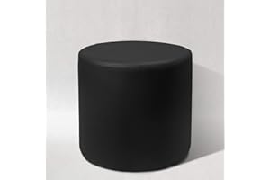 SIXYEAR Pouf POUFF Puff PUF Tondo Arredamento Eco-Pelle POGGIAPIEDI Design Made in Italy (Nero)